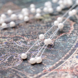Гілочка перлів на волосіні, білий, 3 гілочки