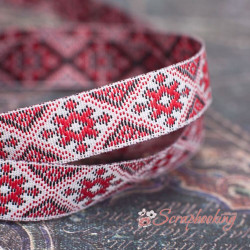 Тесьма з орнаментом червоний 1,2см