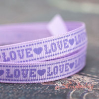 Лента репс 9мм Love лаванда фиолетовый, 1м