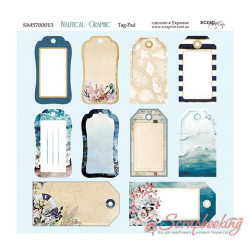 Аркуш паперу 20*20см Scrapmir Nautical Graphic Tag-Pad двосторонній