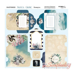 Аркуш паперу 20*20см Scrapmir Nautical Graphic Конверти двосторонні