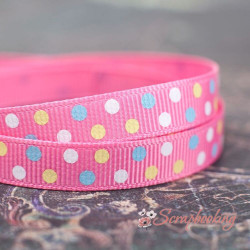 Стрічка репс 9мм горох рожевий, 1м