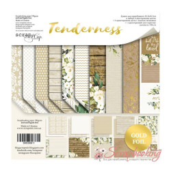 Набір паперу 30*30см Scrapmir Tenderness із золотим тисненням двостороння, 10аркушів