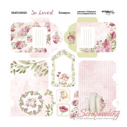 Аркуш паперу 20*20см Scrapmir So Loved Конверти двосторонні