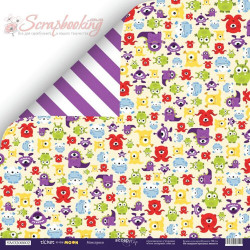 Аркуш паперу 30*30см Scrapmir Ticket to the Moon Монстрики двосторонній