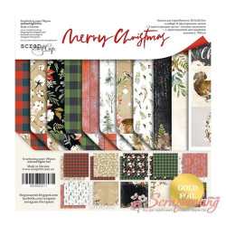 Набір паперу 30*30см Scrapmir Merry Christmas (з золотим тисненням) двостор, 11аркушів