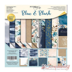 Набір паперу 30*30см Scrapmir Blue & Blush двостороння (з золотим тисненням), 10аркушів