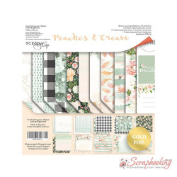 Набір паперу 30*30см Scrapmir Peaches & Cream (з золотим тисненням) двостор, 11аркушів