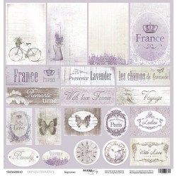 Аркуш паперу 30*30см Scrapmir French Provence Картки односторонні