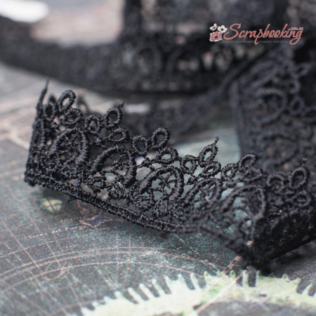 Кружево 25мм MK7897 черное 1м