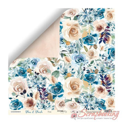 Аркуш паперу 30*30см Scrapmir Blue & Blush Троянди двосторонній
