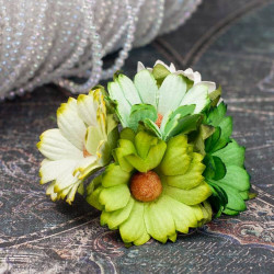 Букет хризантем біло-зелені, 5шт