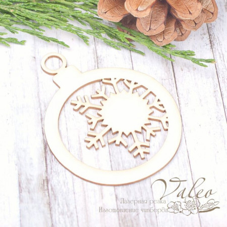 Чіпборд Valeo Ялинкова іграшка сніжинка 60*78мм V1974