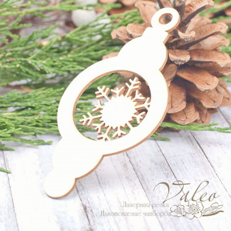 Чіпборд Valeo Ялинкова іграшка сніжинка 46*92мм V1973