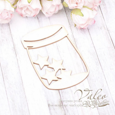 Чіпборд Valeo Баночка із зірочками 45*67мм V2016