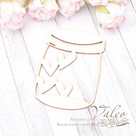 Чіпборд Valeo Баночка із сердечками 45*67мм V2017