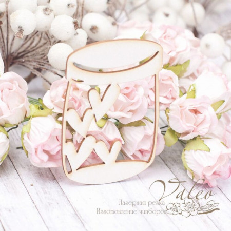 Чіпборд Valeo Баночка із сердечками 45*67мм V2017