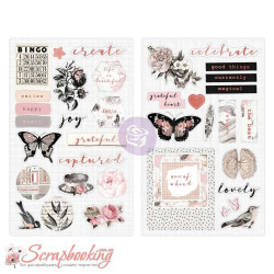 Наліпки Prima Amelia Rose Chipboard Stickers W/Rose Gold Foil 13х20см 2аркуші