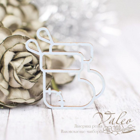 Чіпборд Valeo кольоровий Новорічний чобіт блакитний матовий 32*38мм V2254