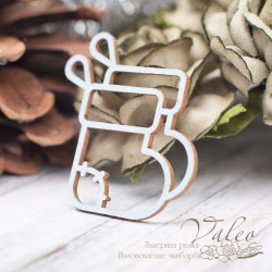 Чіпборд Valeo кольоровий Новорічний чобіт блакитний матовий 32*38мм V2254