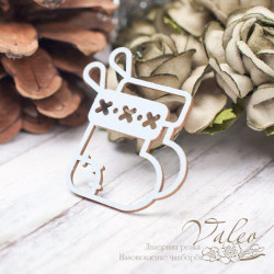 Чіпборд Valeo кольоровий Новорічний чобіт блакитний матовий 36*44мм V2258