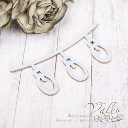 Чіпборд Valeo кольоровий Підвіска ліхтарики блакитний матовий 59*27мм V2260