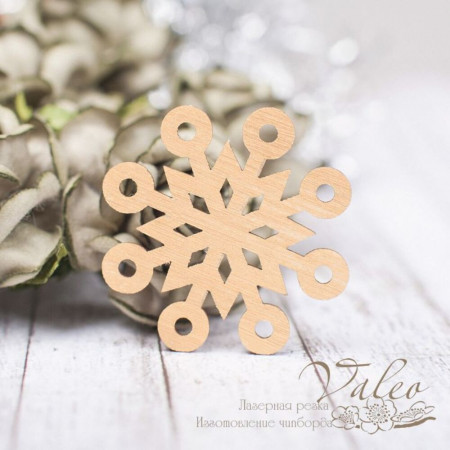 Чіпборд Valeo кольоровий Сніжинка золото перламутр 35*35мм V2275