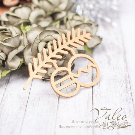 Чіпборд Valeo кольоровий Іграшки на гілці золото перламутр 59*37мм V2279