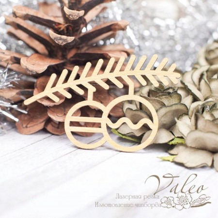 Чіпборд Valeo кольоровий Іграшки на гілці золото перламутр 59*37мм V2279