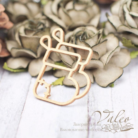 Чіпборд Valeo кольоровий Новорічний чобіт золото перламутр 32*38мм V2283