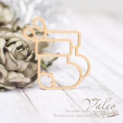 Чіпборд Valeo кольоровий Новорічний чобіт золото перламутр 32*38мм V2283