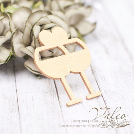 Чипборд Valeo цветной Бокалы золото перламутр 28*37мм V2286