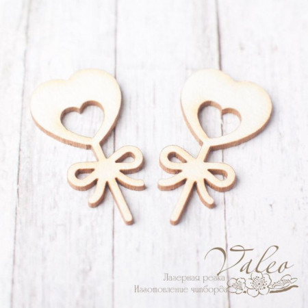 Чіпборд Valeo набір Кульки серце 2шт 15*29мм V2340