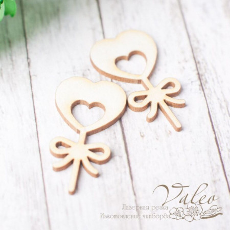 Чіпборд Valeo набір Кульки серце 2шт 15*29мм V2340