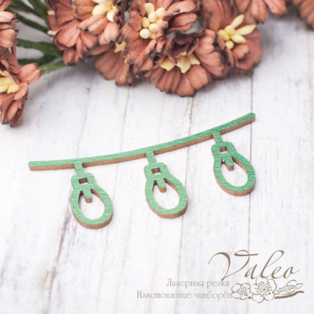 Чіпборд Valeo кольоровий Підвіска ліхтарики 59*27мм зелений перламутр V2418