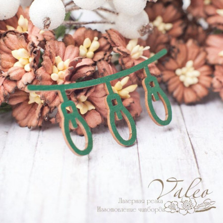 Чіпборд Valeo кольоровий Підвіска ліхтарики 59*27мм зелений перламутр V2418