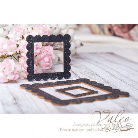 Чіпборд Valeo кольоровий набір Рамки 78*78мм 48*48мм 29*29мм чорний з глітером V2594