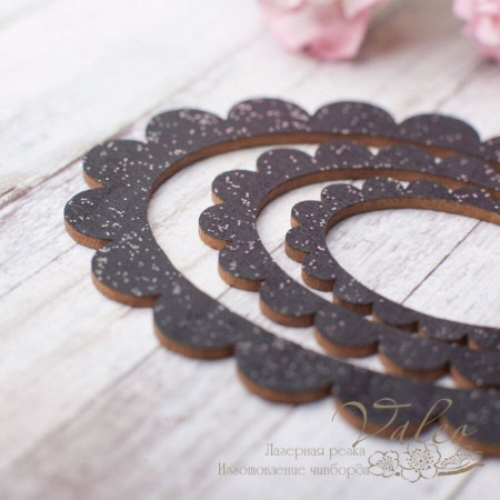 Чіпборд Valeo кольоровий набір Рамки 61*82мм 40*55мм 28*39мм чорний з глітером V2595