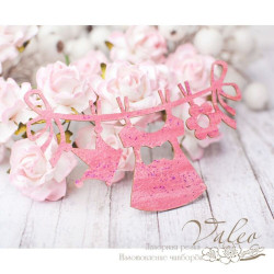 Чіпборд Valeo кольоровий Підвіска дитяча 79*48мм рожевий з глітером V2600