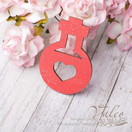 Чіпборд Valeo кольорової Духи 29*42мм червоний з глітером V2608