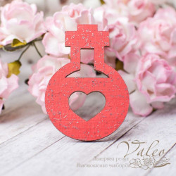 Чіпборд Valeo кольорової Духи 29*42мм червоний з глітером V2608