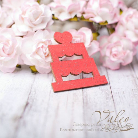 Чіпборд Valeo кольоровий Тортик 34 * 36мм червоний з гліттером V2609