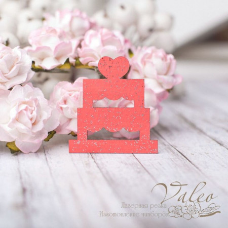 Чіпборд Valeo кольоровий Тортик 34 * 36мм червоний з гліттером V2609