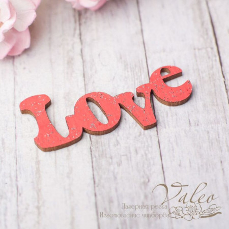 Чіпборд Valeo кольоровий Love 40*19мм червоний з гліттером V2611