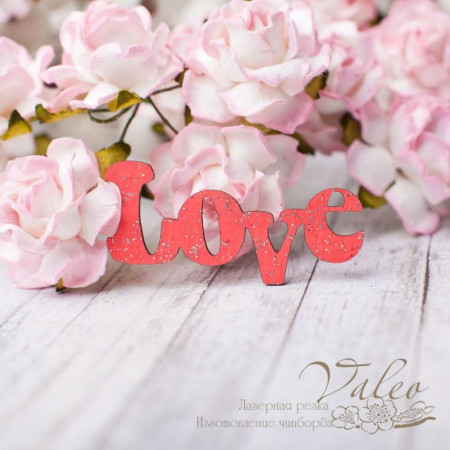 Чіпборд Valeo кольоровий Love 40*19мм червоний з гліттером V2611
