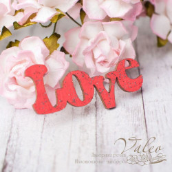 Чіпборд Valeo кольоровий Love 40*19мм червоний з гліттером V2611