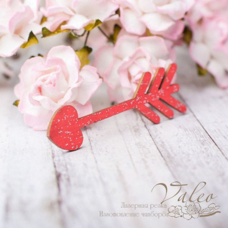 Чипборд Valeo цветной Стрела 48*15мм красный с глиттером V2612