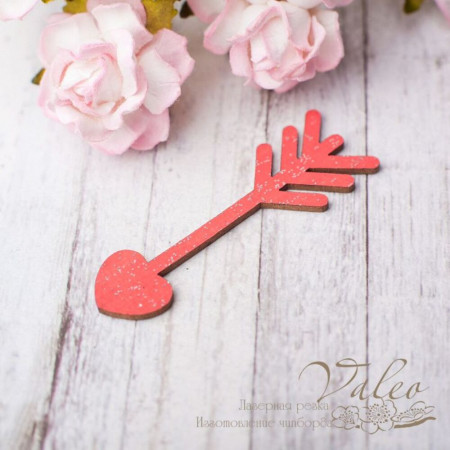 Чипборд Valeo цветной Стрела 48*15мм красный с глиттером V2612