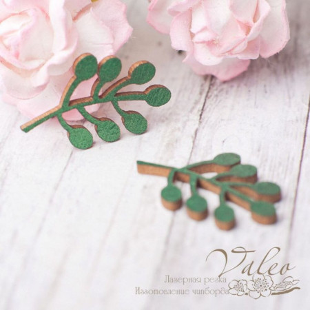 Чіпборд Valeo кольоровий Гілочка 2шт 14*21мм зелений перламутр V2614