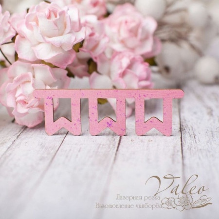 Чіпборд Valeo кольоровий Прапорці 49*15мм рожевий з глітером V2619